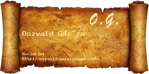 Oszvald Géza névjegykártya